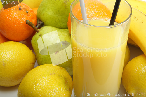 Image of Orange juice and fruits