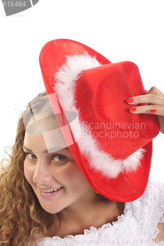 Image of Bride in red hat