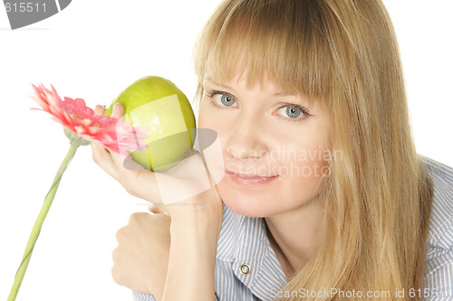 Image of Woman flower and apple