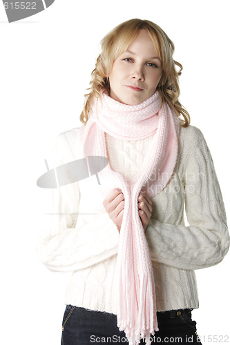 Image of Woman in pink scarf