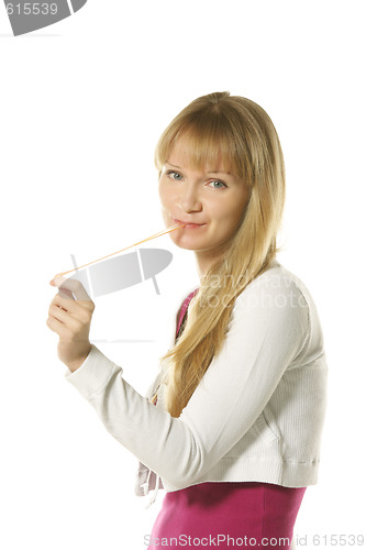 Image of Girl with chewing gum