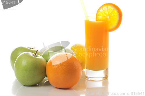 Image of Orange juice and fruits