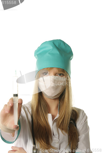 Image of Doctor holding out syringe