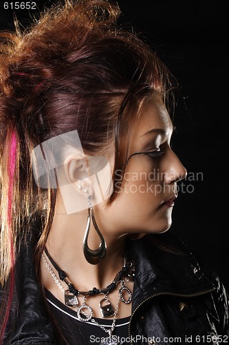 Image of Woman in leather profile