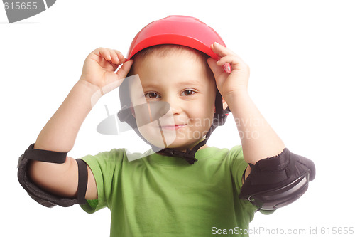 Image of Cute boy in protective wear