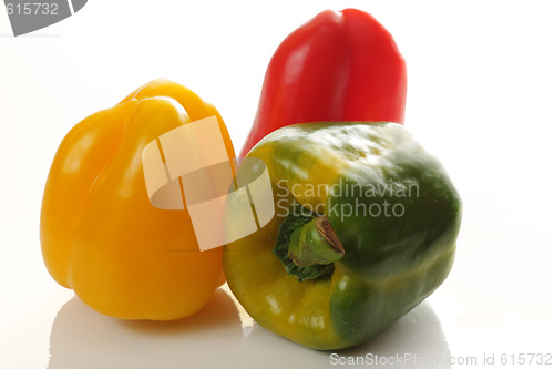 Image of Three various bellpeppers