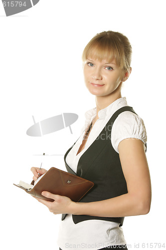 Image of Businesswoman with open notepad
