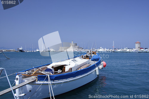 Image of Boat in Rhodes harbour