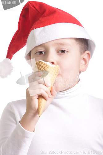 Image of Santa eats ice-cream