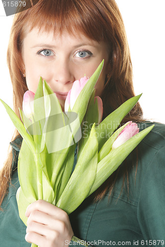Image of Woman with bouquet