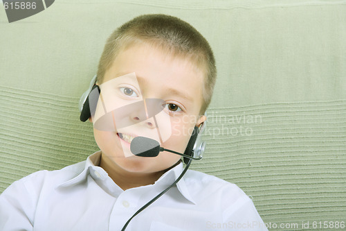 Image of Boy with headset phone