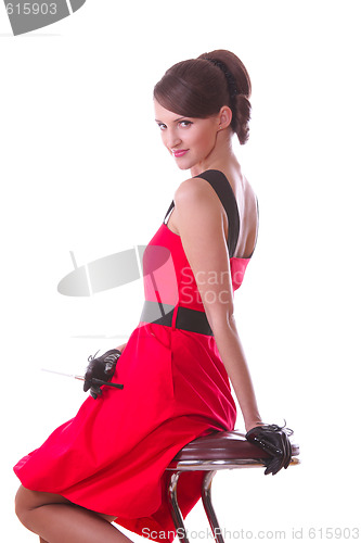 Image of Beautiful girl on chair