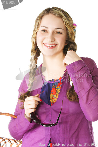 Image of Smiling woman with basket