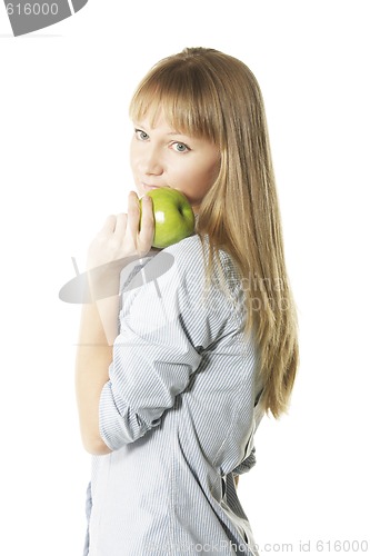 Image of Woman with green apple