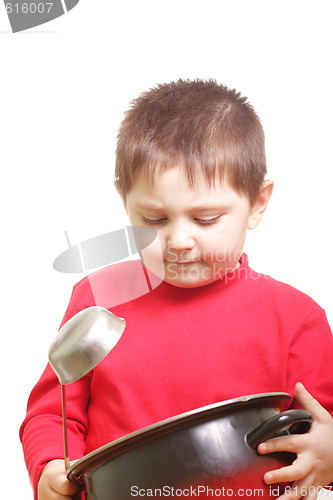 Image of Boy with saucepan