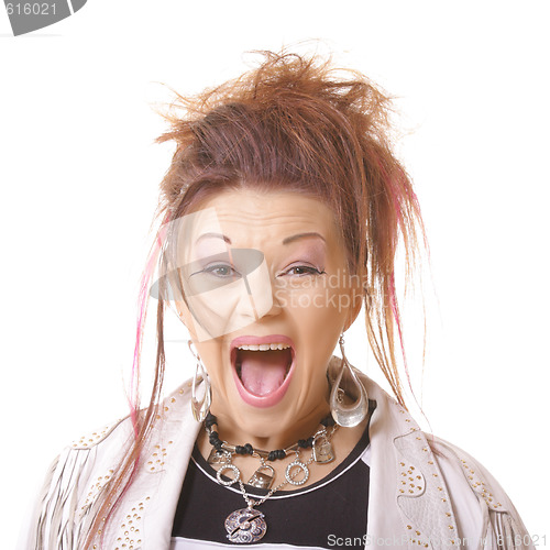 Image of Portrait of scared screaming girl