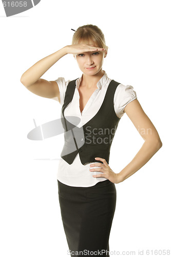 Image of Businesswoman looking with intent
