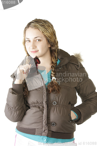 Image of Girl with braids in winter
