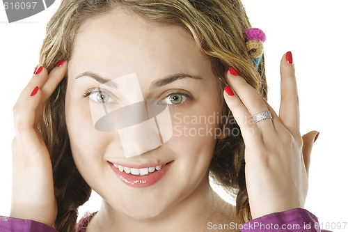 Image of Closeup portrait of smiling girl
