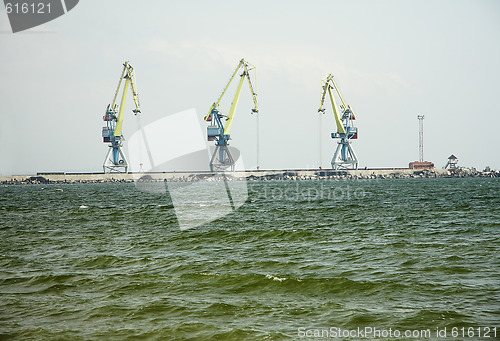 Image of Lifting cranes in sea port