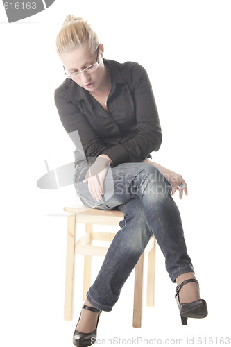 Image of Girl looking to feet