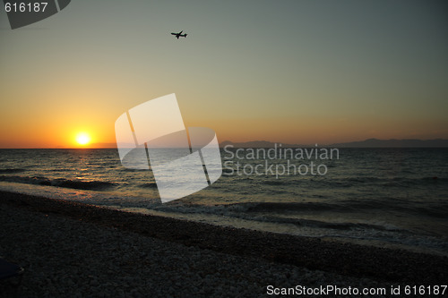 Image of Plane in sunset