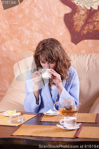 Image of Girl drinking tea