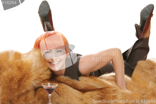 Image of Woman fur and cocktail