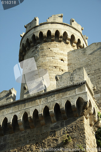 Image of Round watchtower closeup