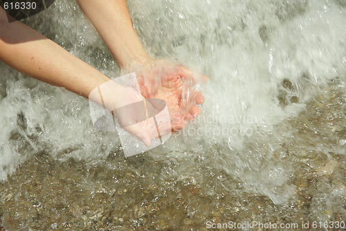 Image of Hands in sea water