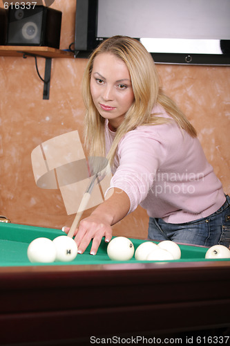 Image of Girl at billiards table