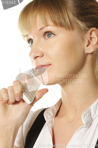 Image of Businesswoman with phone closeup