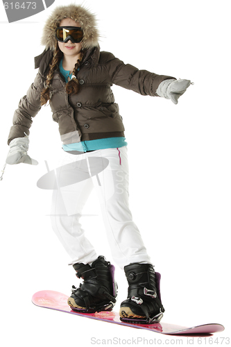 Image of Girl on snowboard