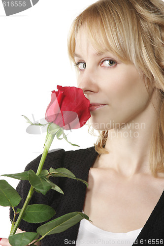 Image of Blonde with rose