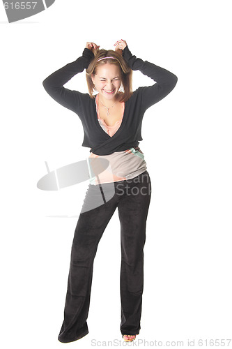 Image of Laughing girl with narrowed eyes