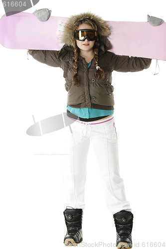 Image of Snowboard on shoulders