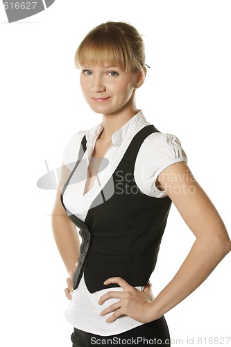 Image of Businesswoman with hands on sides