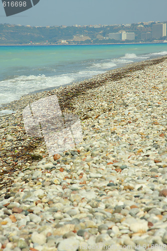 Image of Pebble coastline in Rhodes