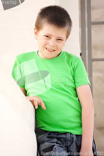 Image of Boy at white wall