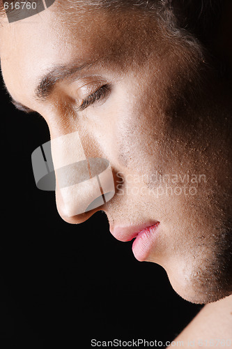 Image of Profile of man with closed eyes