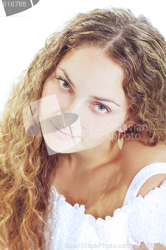Image of Girl with long curled hairs
