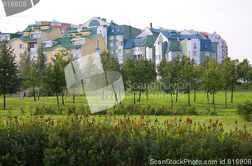 Image of Colored residential building