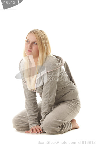 Image of Girl sitting on knees