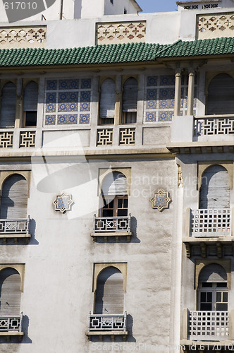 Image of classic moroccan architecture of old hotel in casablanca morocco