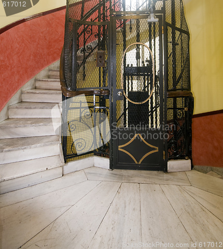 Image of antique elevator hotel athens greece