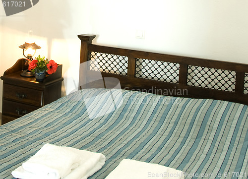 Image of bedroom in greek island santorini cave house