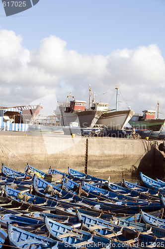 Image of fishing boats in harbor essaouira morocco