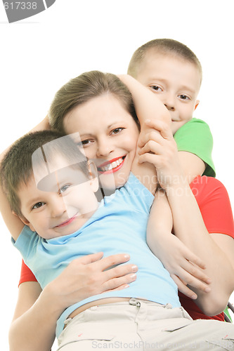 Image of Happy brothers with mummy