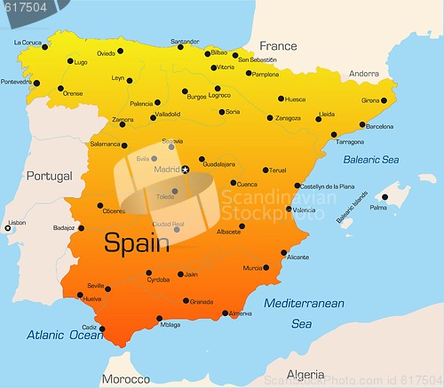 Image of Abstract vector color map of Spain country