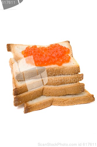 Image of Bread and  red caviar